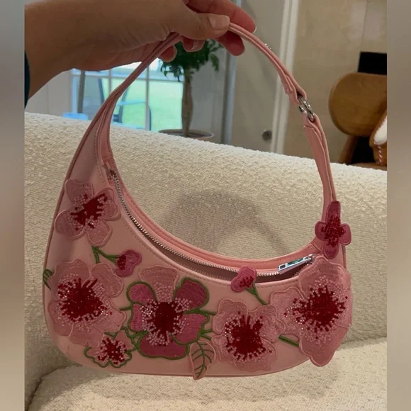 JW PEI light pink floral purse flowers handbag bag spring summer - Picture 3 of 5